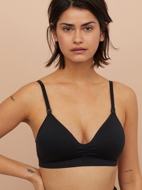 

H&M Women Seamless Padded Nursing Sustainable Bra 0755187001, Black
