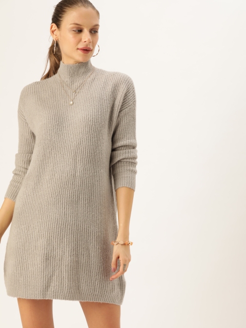 

FOREVER 21 Women Grey Solid A-Line Dress