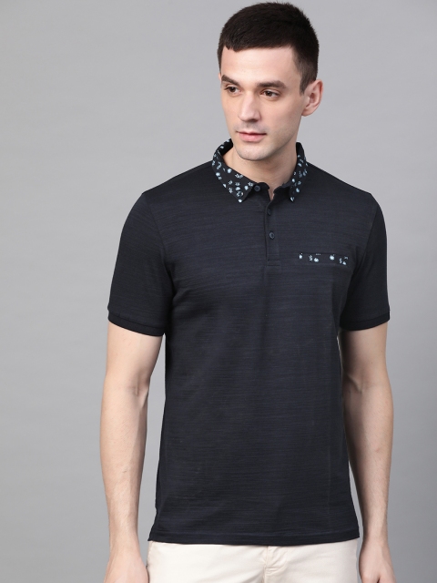 

Louis Philippe Sport Men Navy Blue Solid Pocket Detail Polo Collar T-shirt