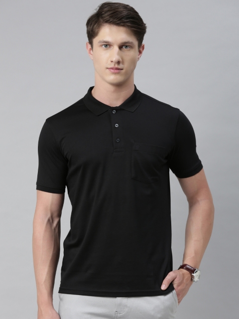 

Louis Philippe Men Black Solid Polo Collar Pure Cotton T-shirt