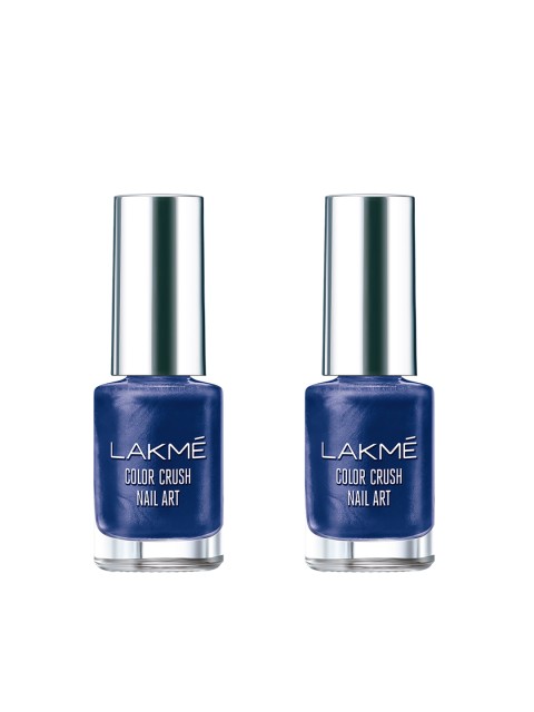 

Lakme Set Of 2 M6 Navy Blue Color Crush Nail Art Nail Polish