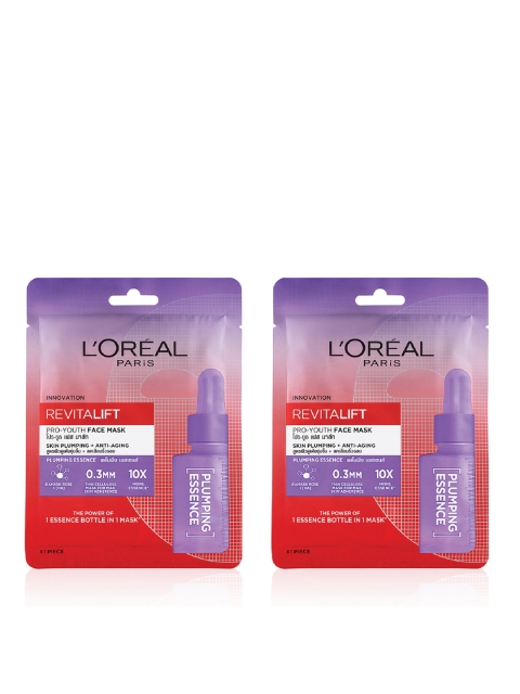 

L'Oreal Set Of 2 Revitalift Plumping Essence Pro-Youth Face Sheet Mask, White