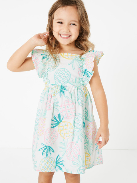 

Marks & Spencer Girls White Printed A-Line Dress