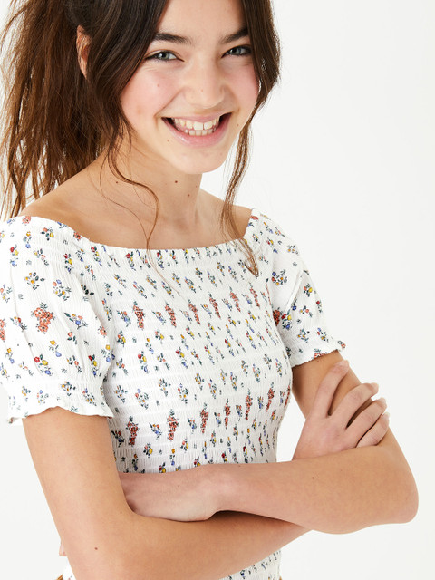 

Marks & Spencer Girls White Floral Print Smocked Top