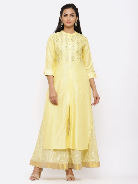 

Juniper Women Yellow Embroidered Two-Piece Dress