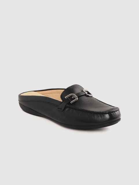

Geox Women Black Solid Leather Mules