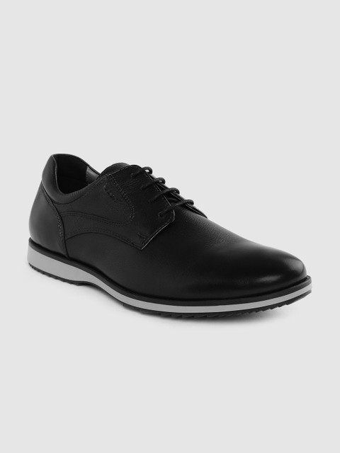 

Geox Men Black Solid Leather Derbys