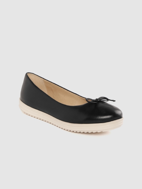 

Geox Women Black Solid Leather Ballerinas