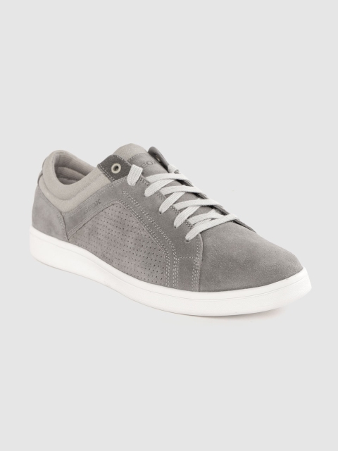 

Geox Men Grey Leather Perforated Sneakers