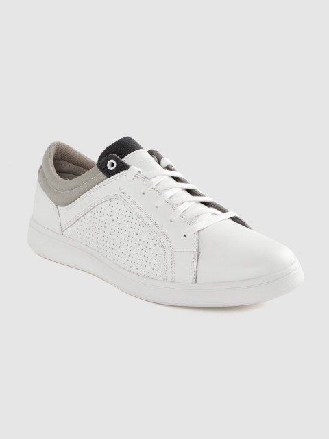 

Geox Men White Leather Perforated Sneakers