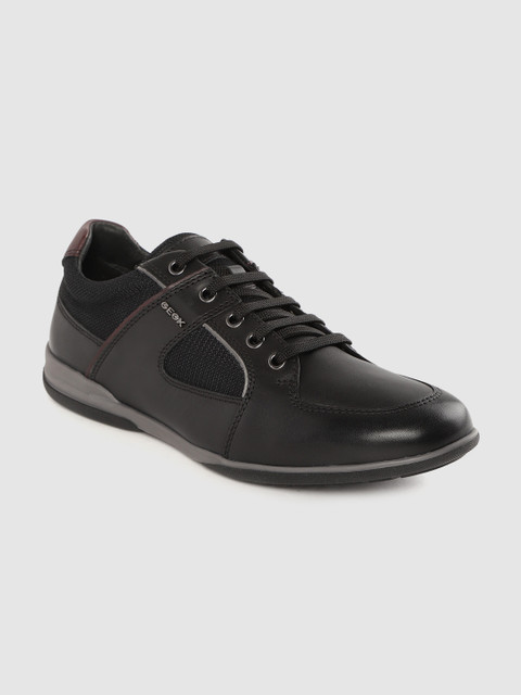 

Geox Men Black Solid Leather Sneakers