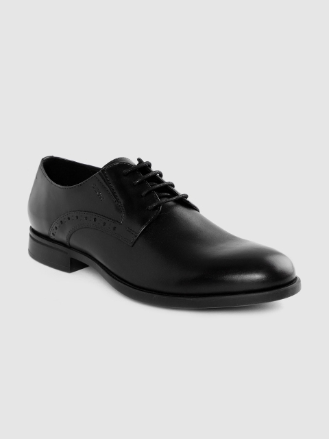 

Geox Men Black Solid Leather Formal Derbys