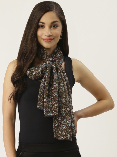 

Trend Arrest Women Olive Green & Pink Micro Ditsy Floral Print Scarf