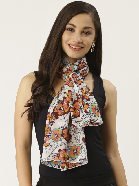 

Trend Arrest Women White & Orange Floral Print Scarf