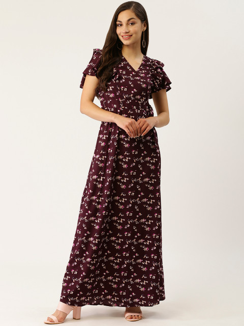 

Trend Arrest Women Purple Printed Maxi Wrap Dress