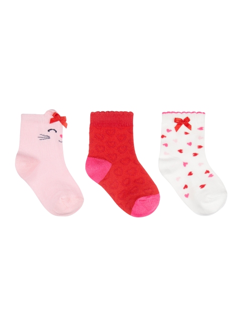 

mothercare Girls Pack of 3 Above Ankle Length Socks, Pink