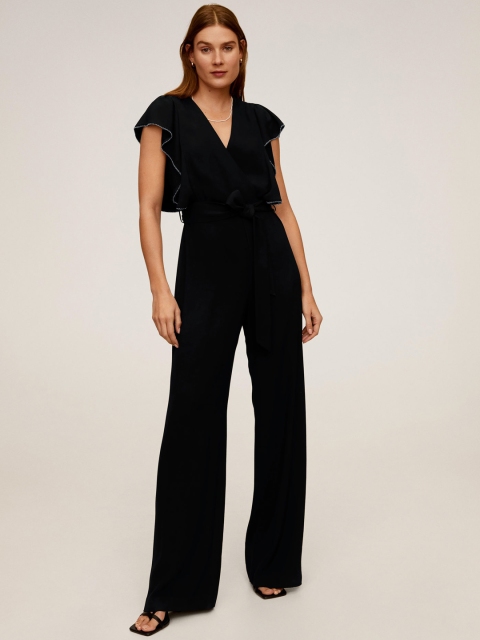 

MANGO Women Black Solid Basic Jumpsuit