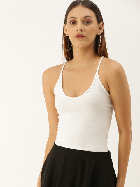 

FOREVER 21 Women White Solid Bodysuit