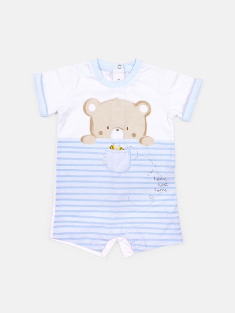 

Chicco Infant Kids White & Blue Striped Romper
