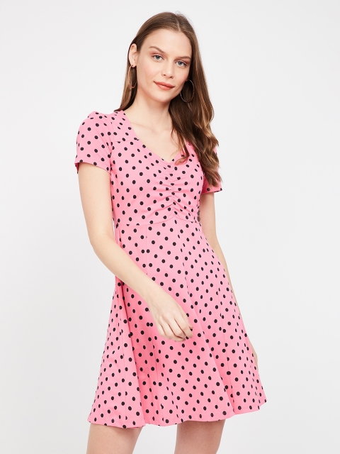 

Ginger by Lifestyle Women Pink & Black Printed A-Line Dress
