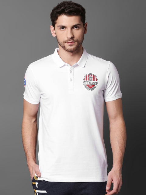 

SPYKAR Men White Printed Polo Collar T-shirt