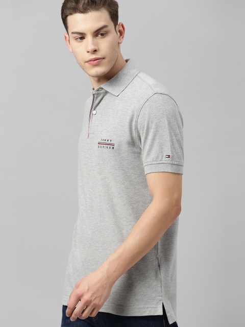 

Tommy Hilfiger Men Grey Solid Polo Collar T-shirt