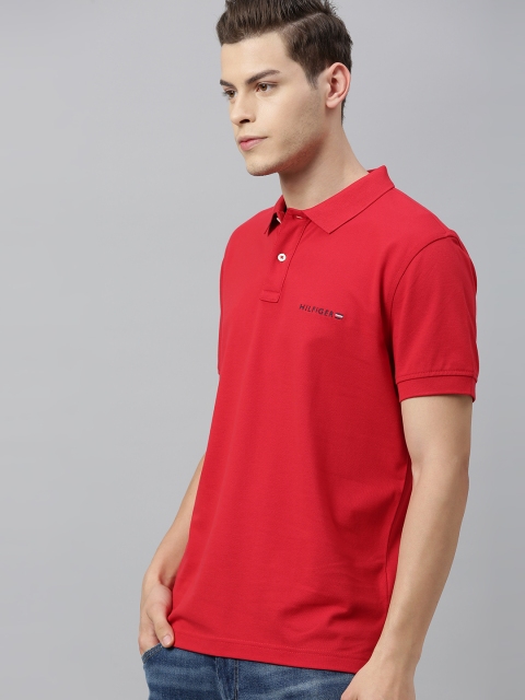 

Tommy Hilfiger Men Red Solid Polo Collar T-shirt