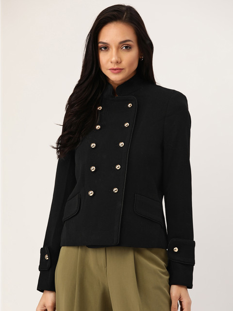 

MANGO Women Black Solid Double-Breasted Tailored Jacket