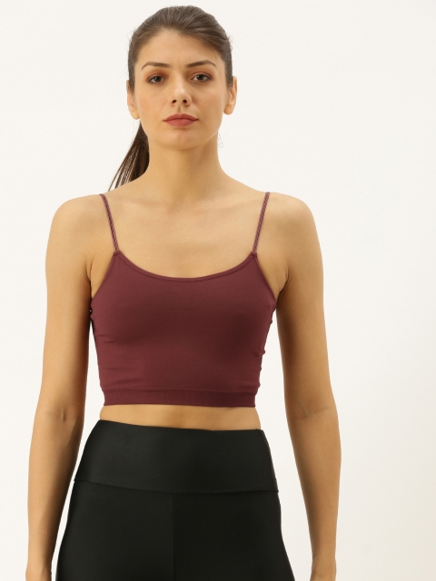 

FOREVER 21 Women Burgundy Solid Fitted Top
