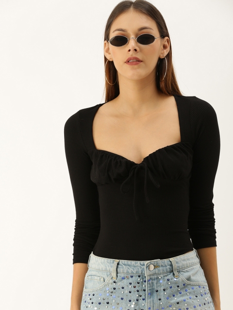 

FOREVER 21 Women Black Solid Bodysuit