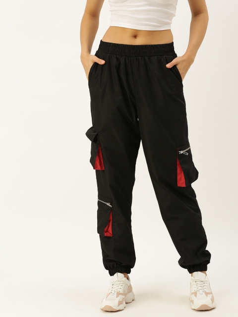 

FOREVER 21 Women Black Regular Fit Solid Cargos