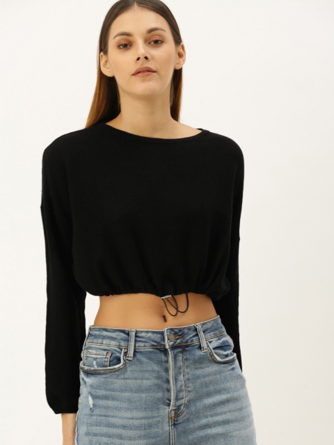 

FOREVER 21 Women Black Solid Crop Top