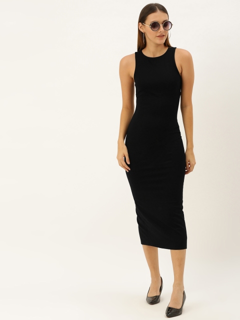 

FOREVER 21 Women Black Solid Sheath Dress