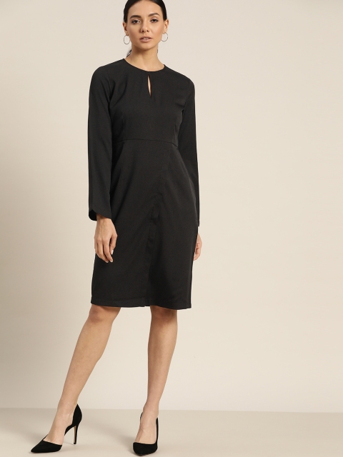 

her by invictus Women Black Solid Wrap Dress