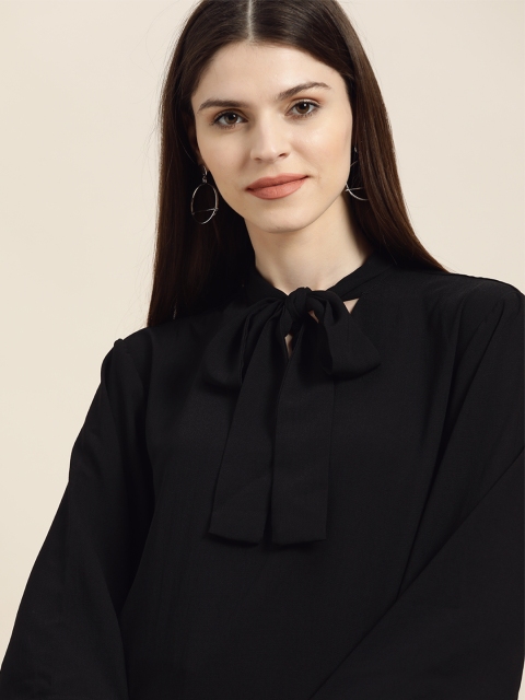 

her by invictus Women Black Solid Regular Top