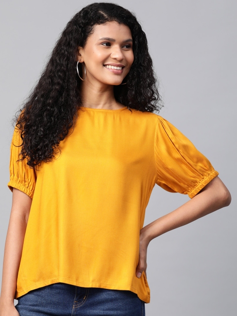 

Mast & Harbour Women Mustard Yellow Solid Top