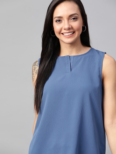 

Mast & Harbour Women Blue Solid Sustainable Top