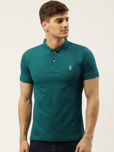 

PORTBLAIR Men Teal Green Solid Polo Collar T-shirt