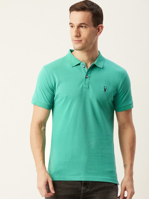 

PORTBLAIR Men Sea Green Solid Polo Collar T-shirt