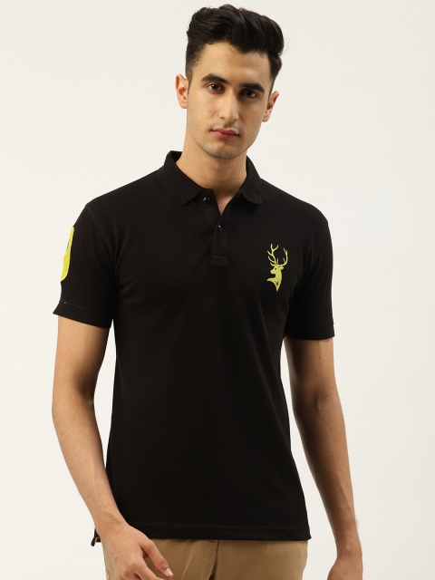 

PORTBLAIR Men Black Solid Polo Collar T-shirt