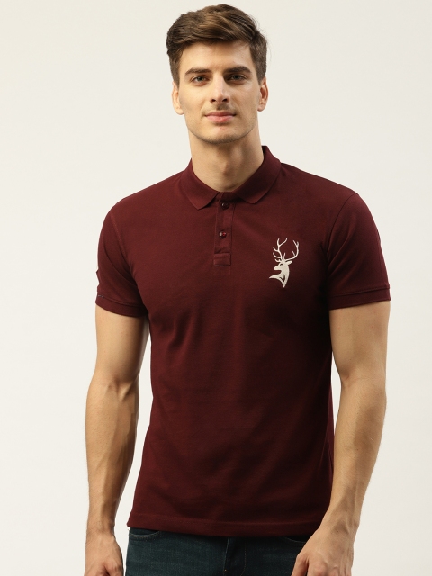 

PORTBLAIR Men Burgundy Solid Polo Collar T-shirt