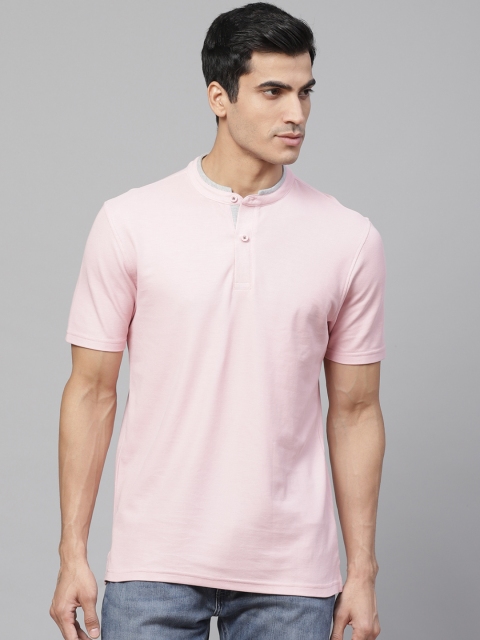 

Marks & Spencer Men Pink Slim Fit Solid Henley Neck T-shirt