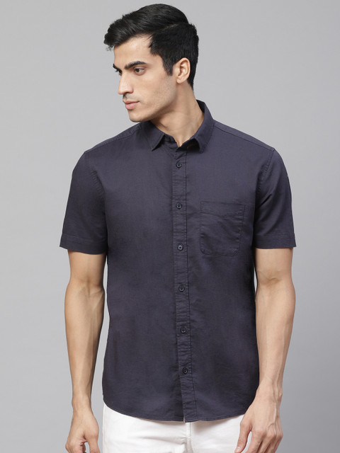 

Marks & Spencer Men Navy Blue Relaxed Fit Solid Casual Shirt