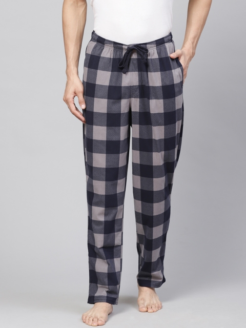 

Marks & Spencer Men Navy & Grey Checked Lounge Pants, Navy blue