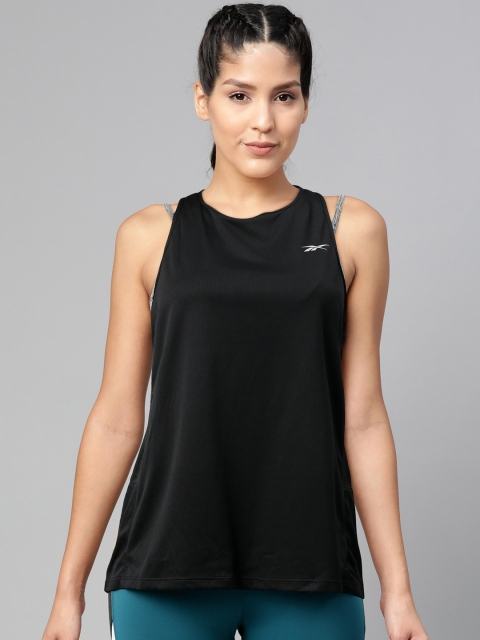 

Reebok Women Black Running Essentials Solid Tank Top