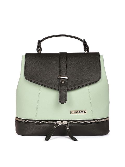 

FLYING BERRY Women Sea Green & Black Solid Backpack