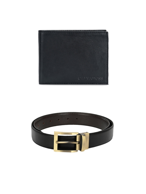 

Calvadoss Men Black & Brown Premium Belt & Wallet Gift Set