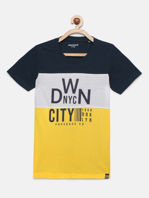 

Provogue Boys Navy Blue Printed Round Neck T-shirt