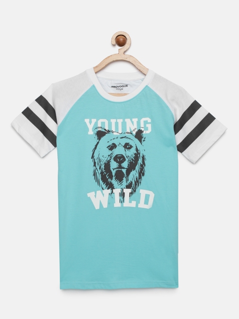 

Provogue Boys Blue Printed Round Neck T-shirt