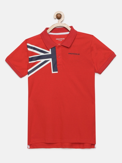 

Provogue Boys Red Printed Polo Collar T-shirt
